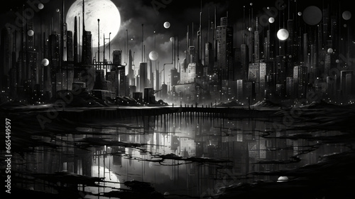 Cityscape in black and white