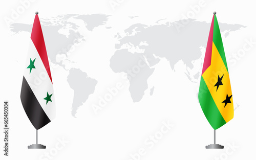 Syria and Sao Tome and Principe flags for official meeti