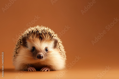 Hedgehog on a Brown background, minimalistic and stylish.