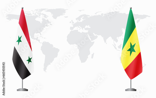 Syria and Senegal flags for official meeting