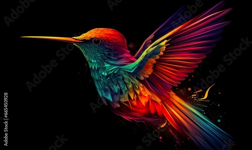 hummingbird logo with multiple colors flying through the air.. © MDBepul