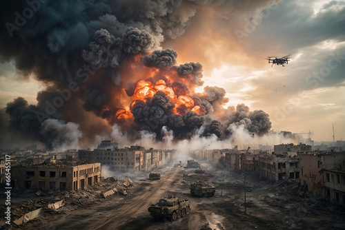 devastation of World War 3, illustrating the global conflict and its impact on cities and landscapes
