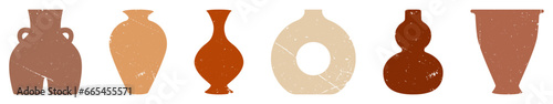 Old greek ancient vases with texture. Vector illustration isolated on white background