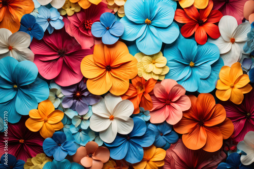 Colorful paper flowers background.
