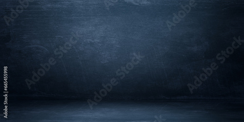 Blur abstract soft blue studio and grunge wall background photo