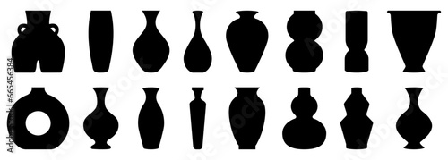 Vase icons set. Contemporary art for home decor. Vector illustration isolated on white background