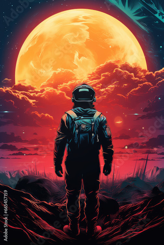 Stellar Odyssey: A 1970's Style Abstract Space Movie Poster, Capturing Galactic Adventure Through Vintage Aesthetics and Modern AI Imagination, Crafted by Generative AI