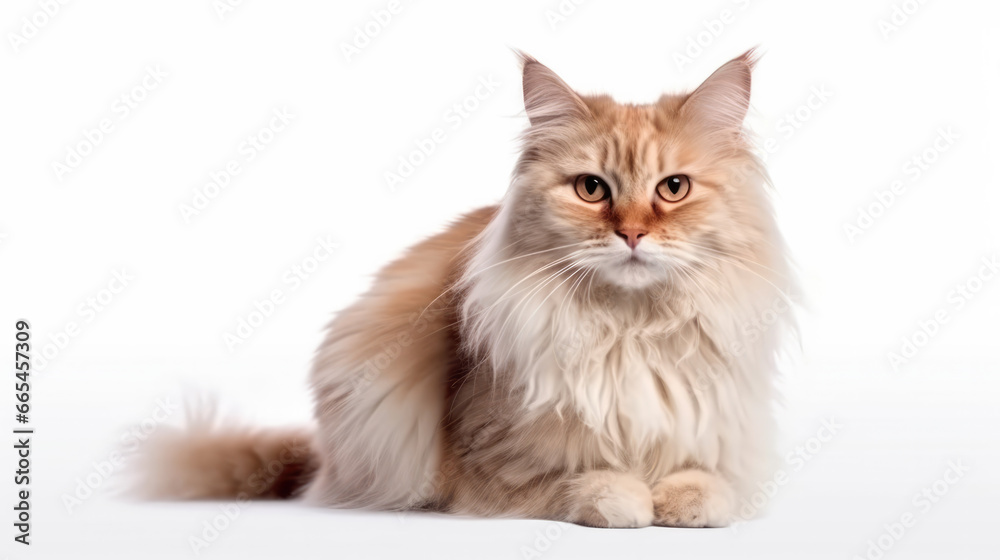 Graceful cats on a pristine, clean background, epitomizing feline elegance and charm in a minimalist setting