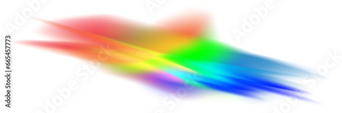 Iridescent crystal leak glare reflection effect. Optical rainbow lights, glare, leak, streak overlay. Falling confetti. Colorful lenses and light flares with transparent effects. PNG.