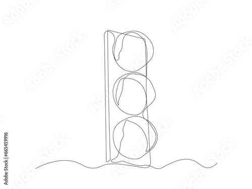 Abstract traffic light, continuous one line art drawing