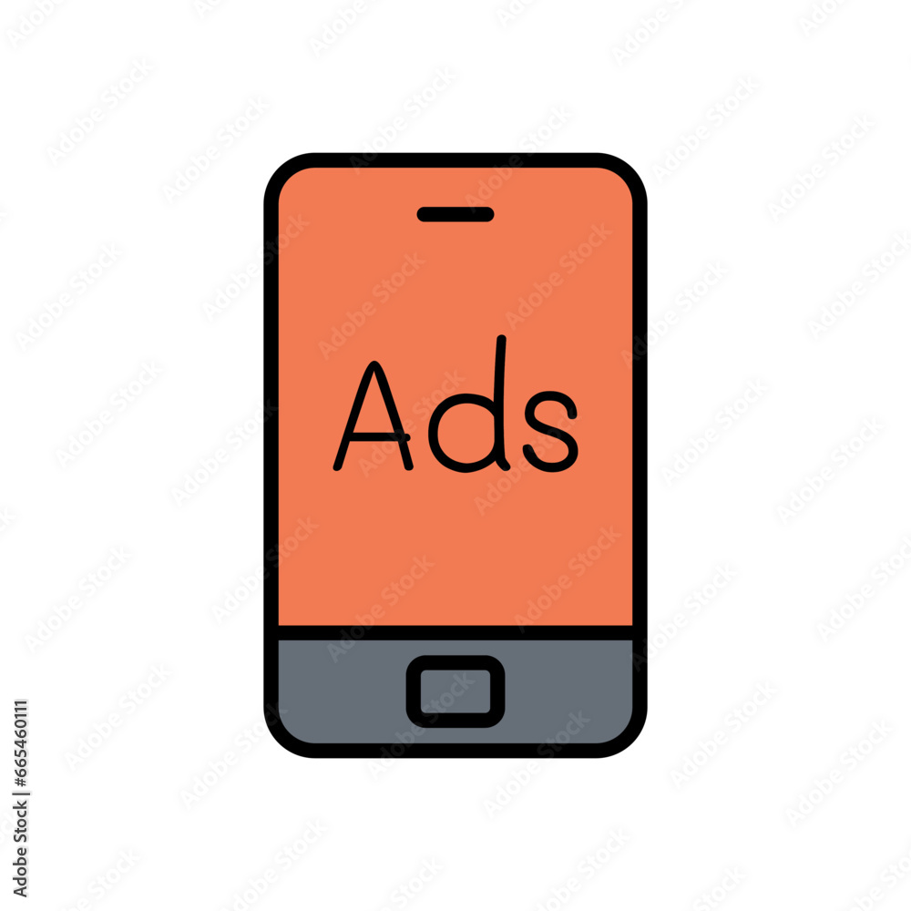 Advertising on smartphone icon Advertising on smartphone icon