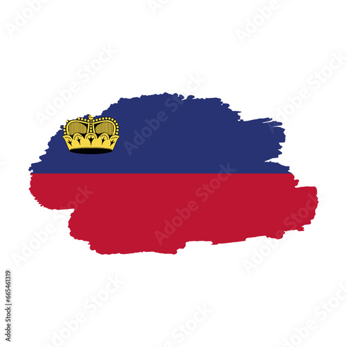 National flag of Liechtenstein with brush stroke effect on white background