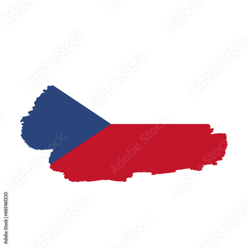 National flag of Czech Republic  with brush stroke effect on white background