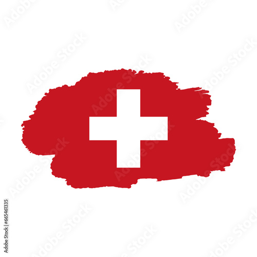 National flag of SWITZERLAND with brush stroke effect on white background