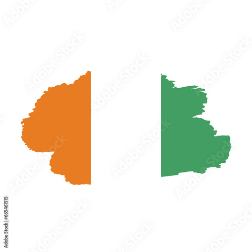National flag of Ivory Coast with brush stroke effect on white background