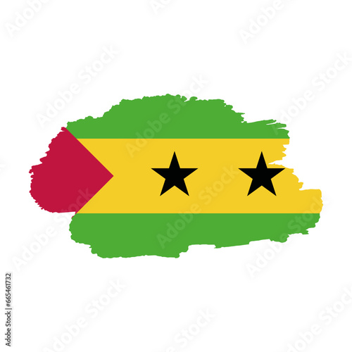 National flag of SAO TOME AND PRINCIPE with brush stroke effect on white background