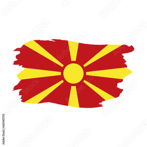 National flag of  NORTH MACEDONIA with brush stroke effect on white background