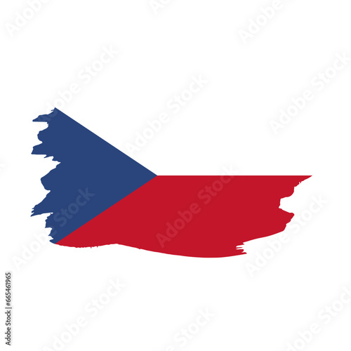 National flag of  the Czech Republic with brush stroke effect on white background