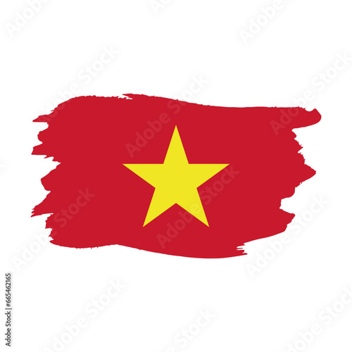 National flag of Vietnam  with brush stroke effect on white background