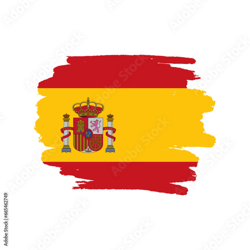 National flag of  Spain with brush stroke effect on white background