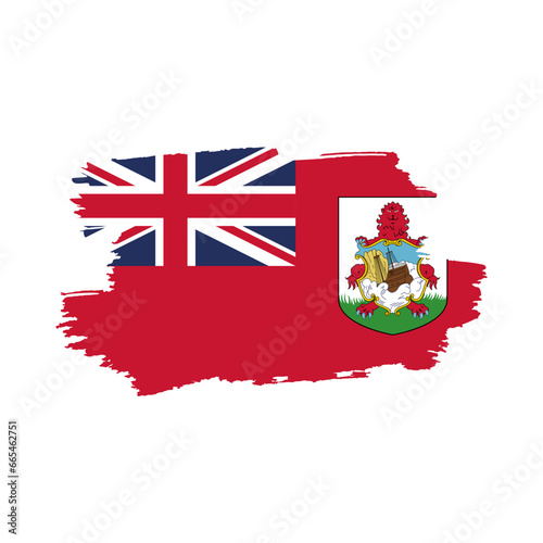 National flag of  Bermuda with brush stroke effect on white background