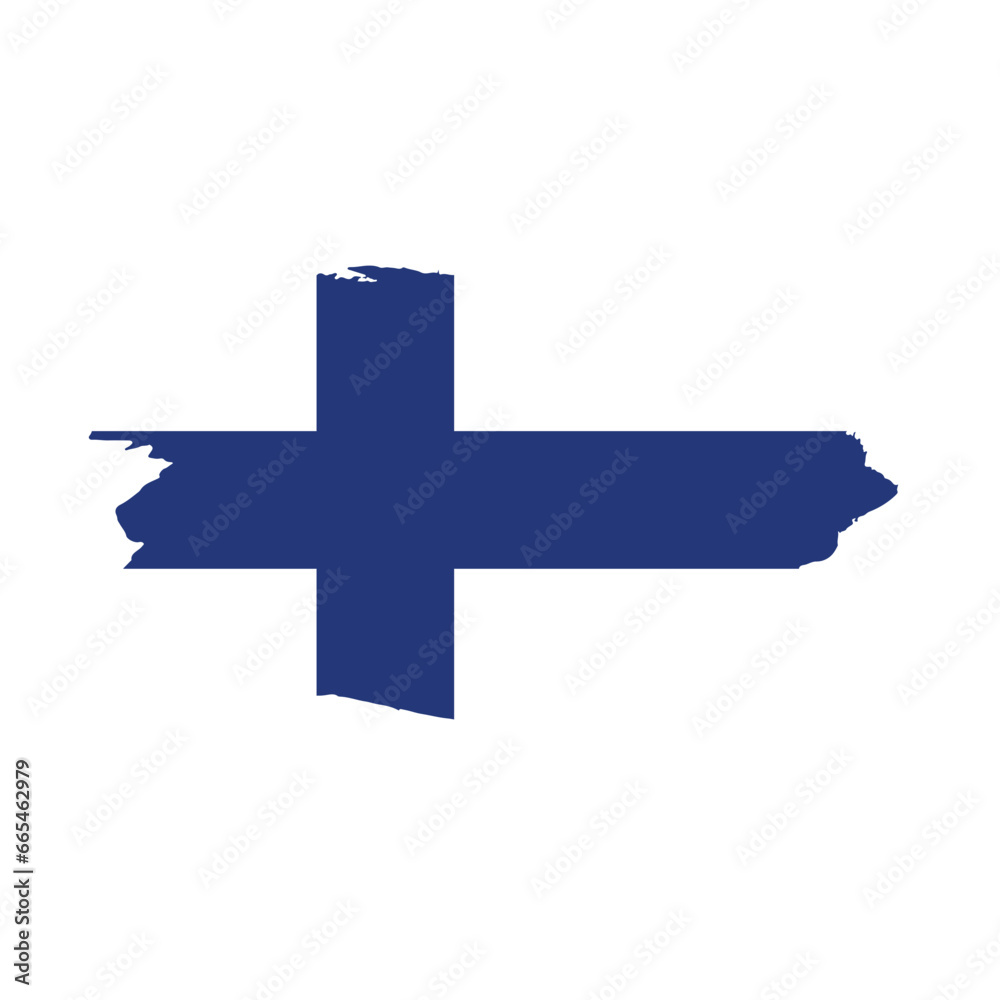 Obraz premium National flag of Finland with brush stroke effect on white background