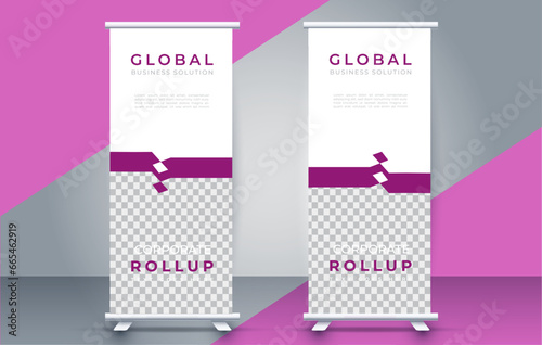 Modern roll up banner design template. flyer. pull up. presentation. brochure. poster. advertisement. print media
