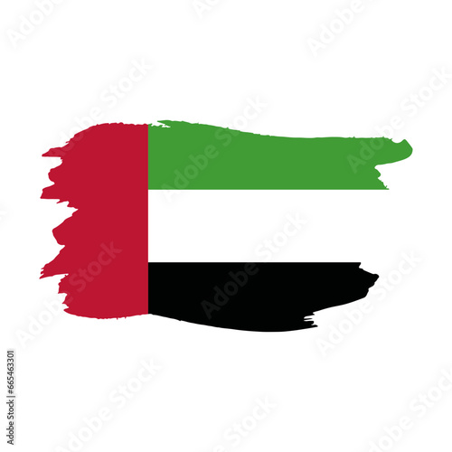 National flag of   the United Arab Emirates with brush stroke effect on white background