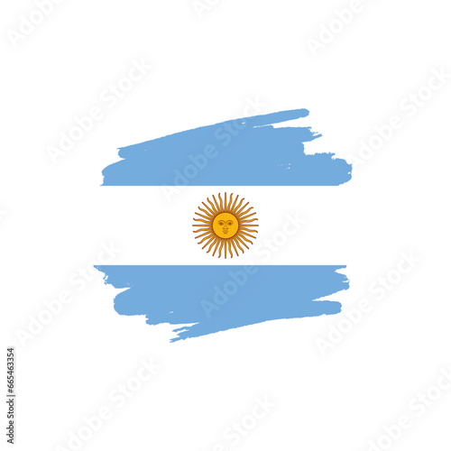 National flag of  Argentina with brush stroke effect on white background