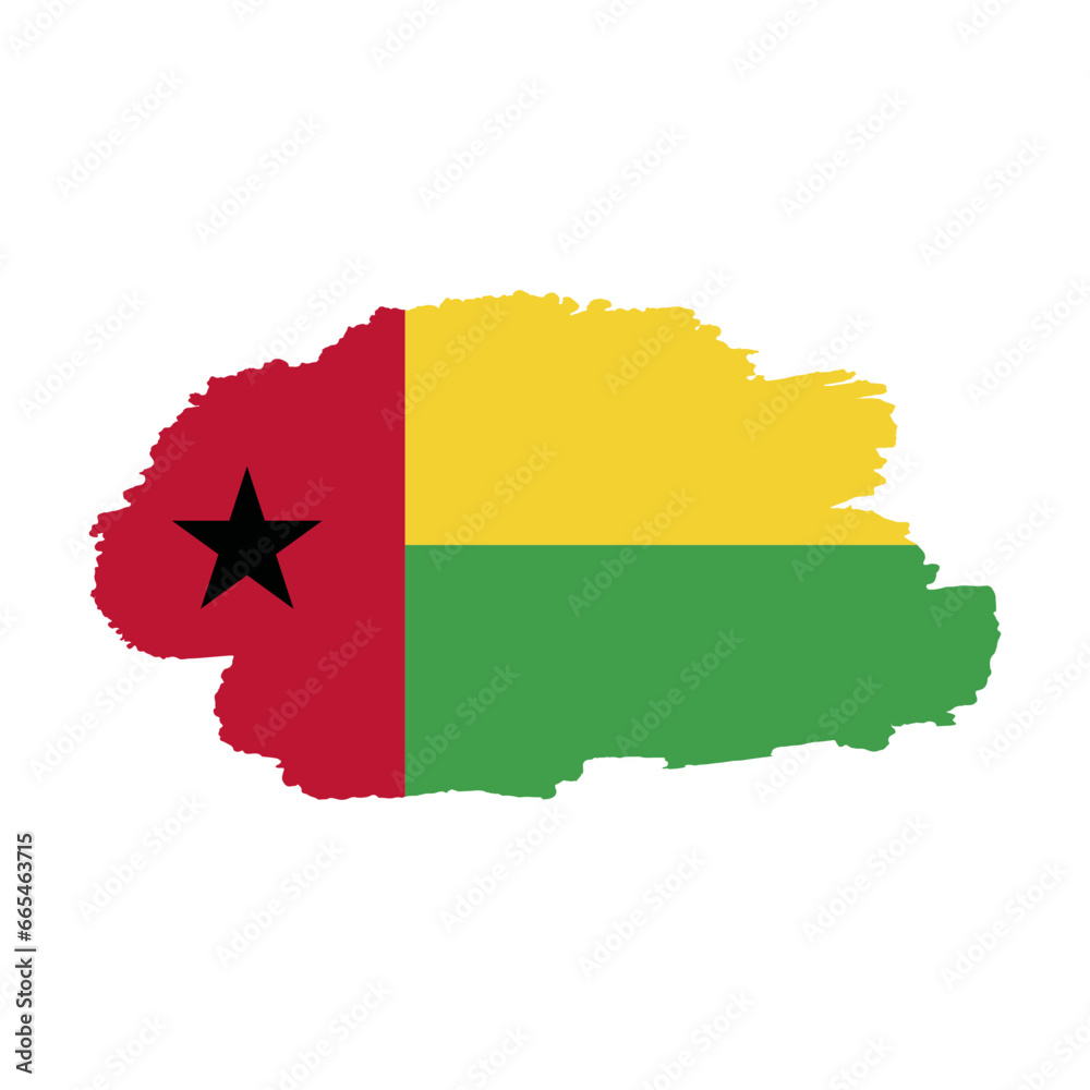 Obraz premium National flag of Guinea-Bissau with brush stroke effect on white background