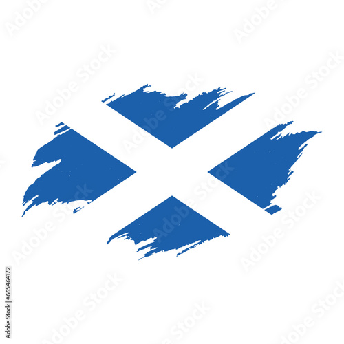 National flag of Scotland with brush stroke effect on white background