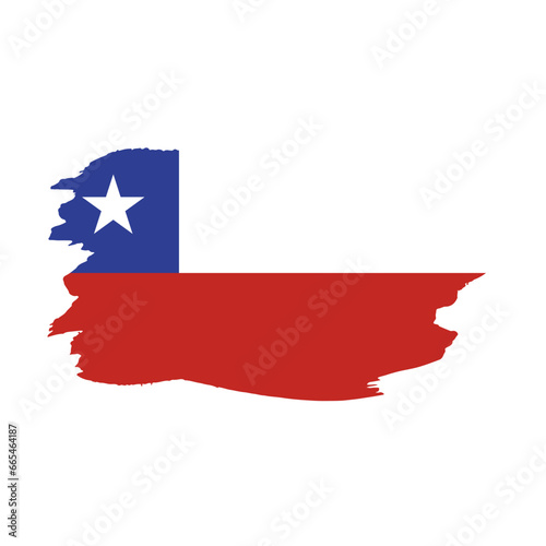 National flag of Chile with brush stroke effect on white background