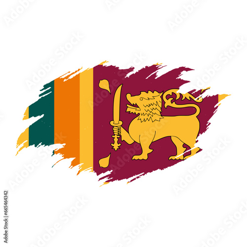National flag of Sri Lanka with brush stroke effect on white background