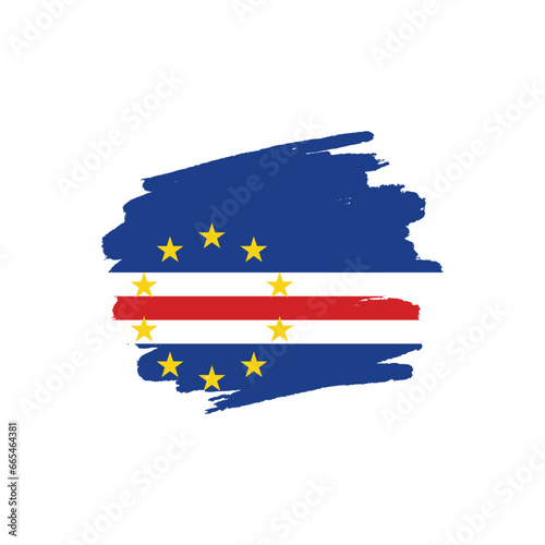 National flag of Cape Verde with brush stroke effect on white background