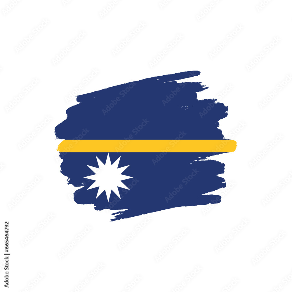Obraz premium National flag of NAURU with brush stroke effect on white background