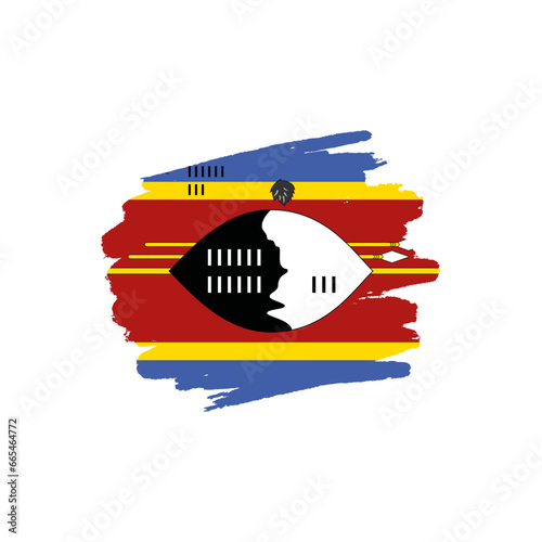 National flag of ESWATINI (SWAZILAND) with brush stroke effect on white background photo