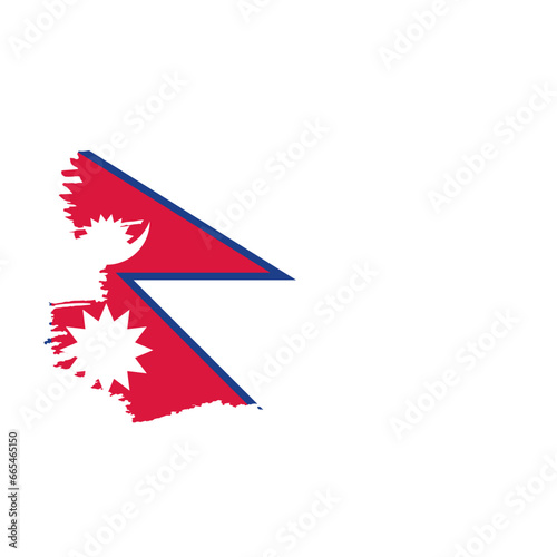 National flag of Nepal with brush stroke effect on white background