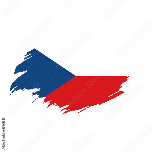 National flag of CZECH REPUBLIC with brush stroke effect on white background