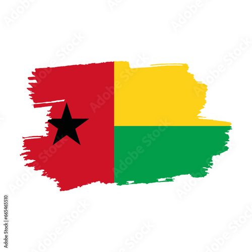 National flag of GUINEA BISSAU with brush stroke effect on white background