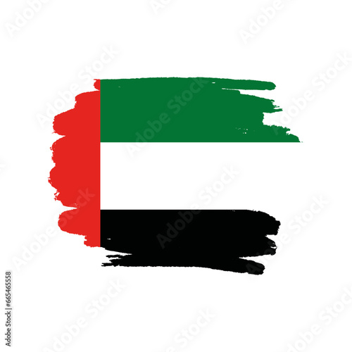 National flag of UNITED ARAB EMIRATES with brush stroke effect on white background