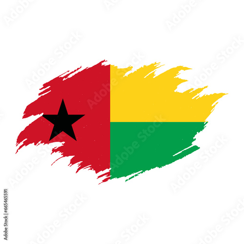 National flag of GUINEA BISSAU with brush stroke effect on white background