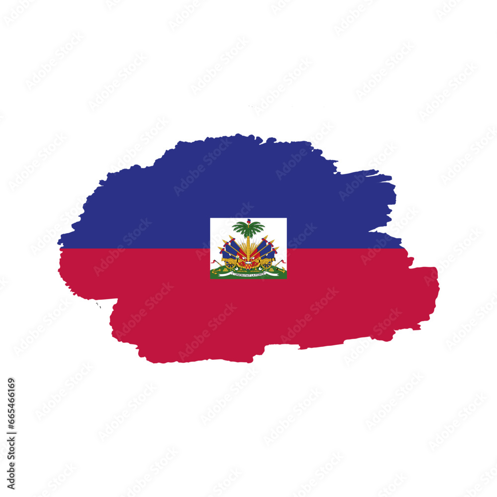 Fototapeta premium National flag of Haiti with brush stroke effect on white background