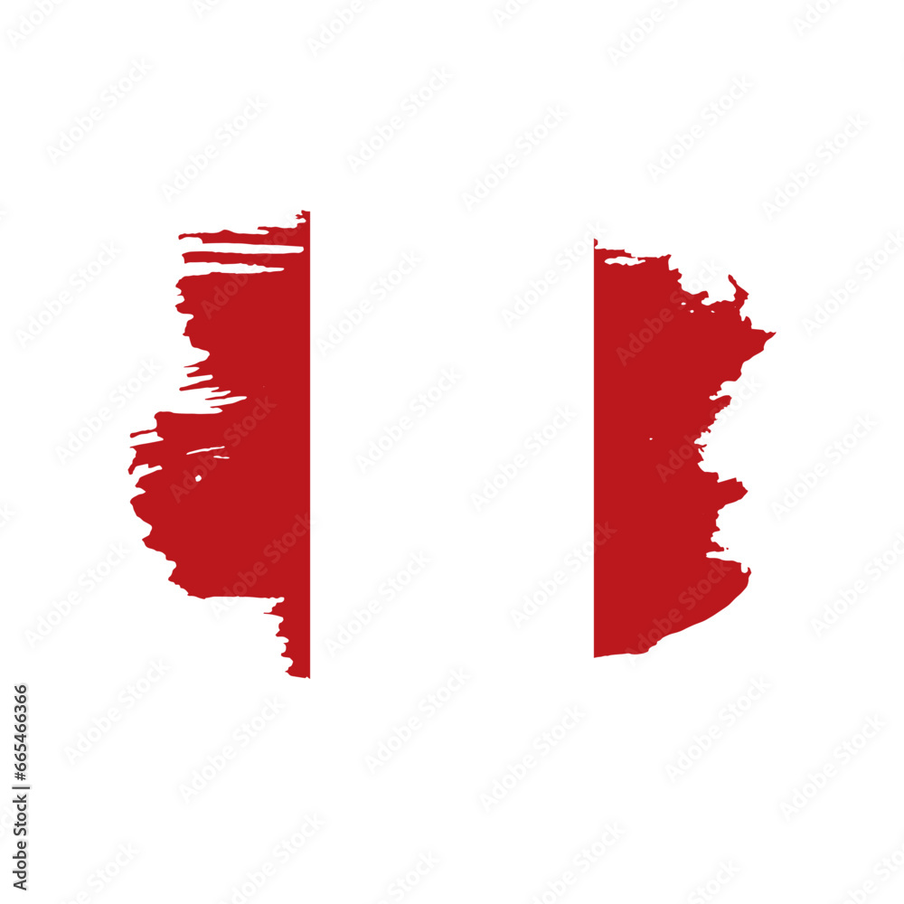 Fototapeta premium National flag of peru with brush stroke effect on white background