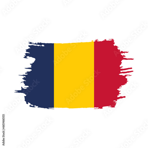 National flag of Chad with brush stroke effect on white background