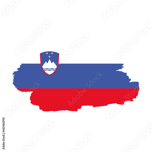 National flag of Slovenia  with brush stroke effect on white background
