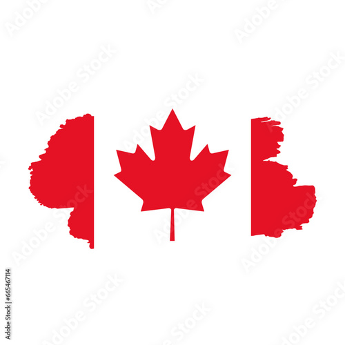 National flag of Canada with brush stroke effect on white background