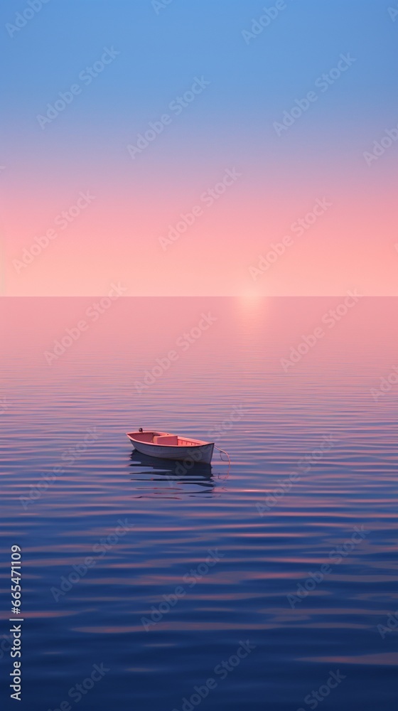 Naklejka premium An empty ocean with a boat sitting near it mesmerizing optical illusions