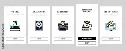 repair computer pc service onboarding mobile vector. hardware technician, support technology, engineer maintenance, motherboard laptop repair computer pc service Illustrations
