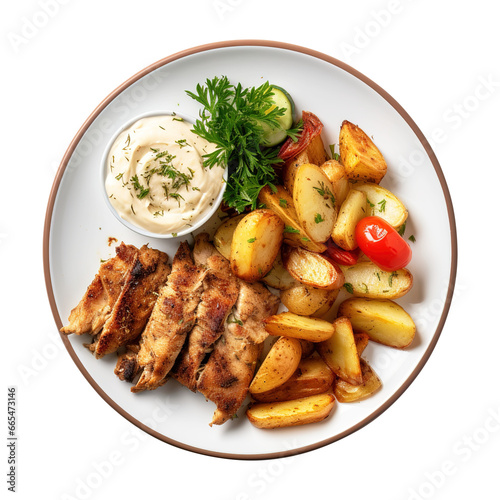 grilled chicken with vegetables isolated on transparent background Remove png, Clipping Path