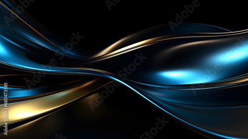abstract background with blue and purple lines and waves on a black background